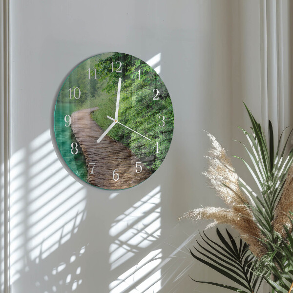 Round wall clock Wooden Walkway