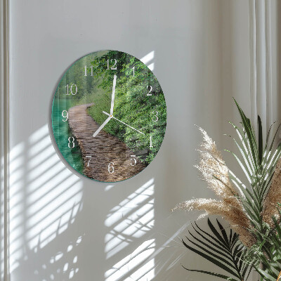 Round wall clock Wooden Walkway