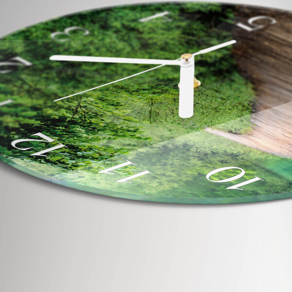 Round wall clock Wooden Walkway