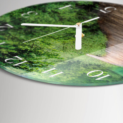 Round wall clock Wooden Walkway