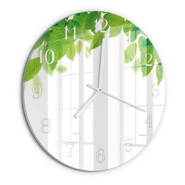 Round wall clock Leaves