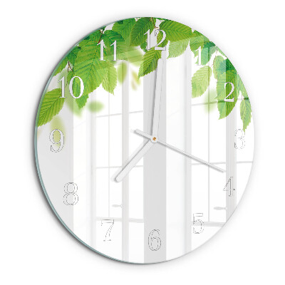 Round wall clock Leaves