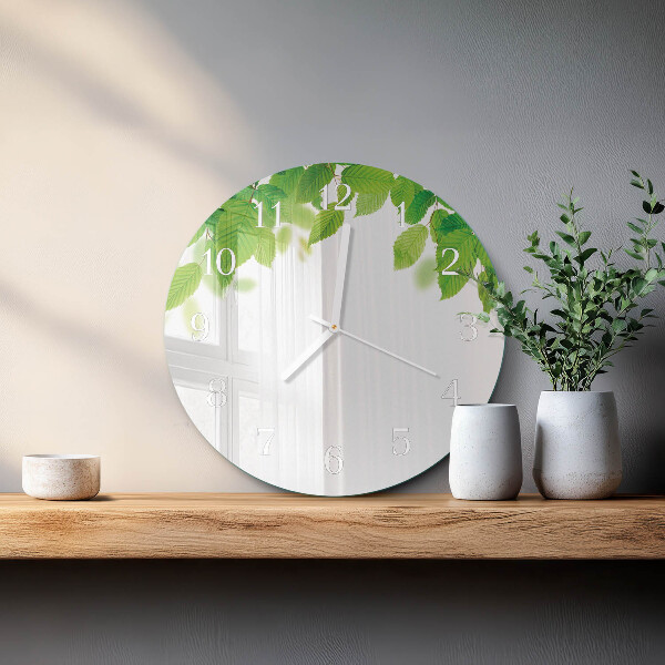 Round wall clock Leaves