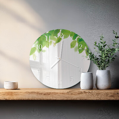 Round wall clock Leaves