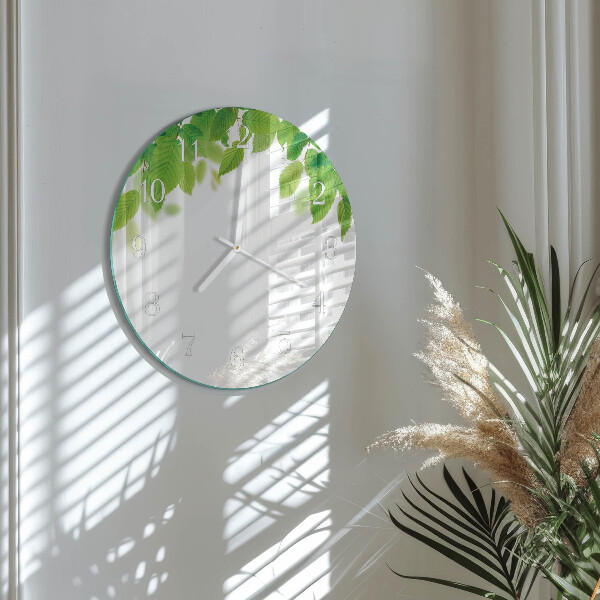 Round wall clock Leaves