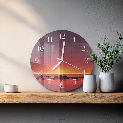 Round wall clock Sunset