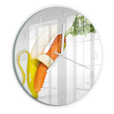 Round wall clock Carrots and Bananas