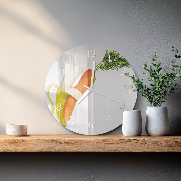Round wall clock Carrots and Bananas