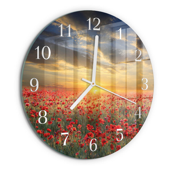 Round wall clock Poppy Field
