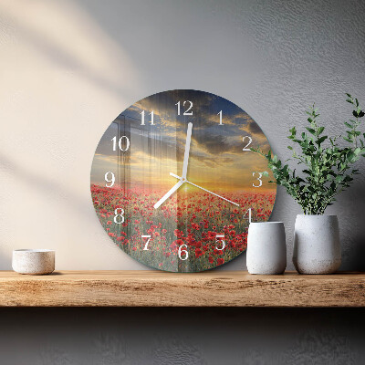 Round wall clock Poppy Field
