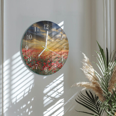 Round wall clock Poppy Field