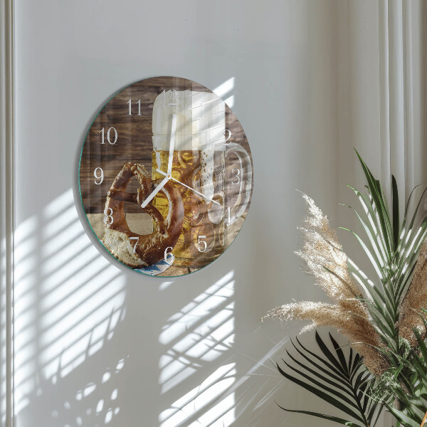 Round wall clock Beer Pretzel