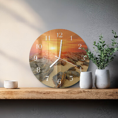 Round wall clock Sunset