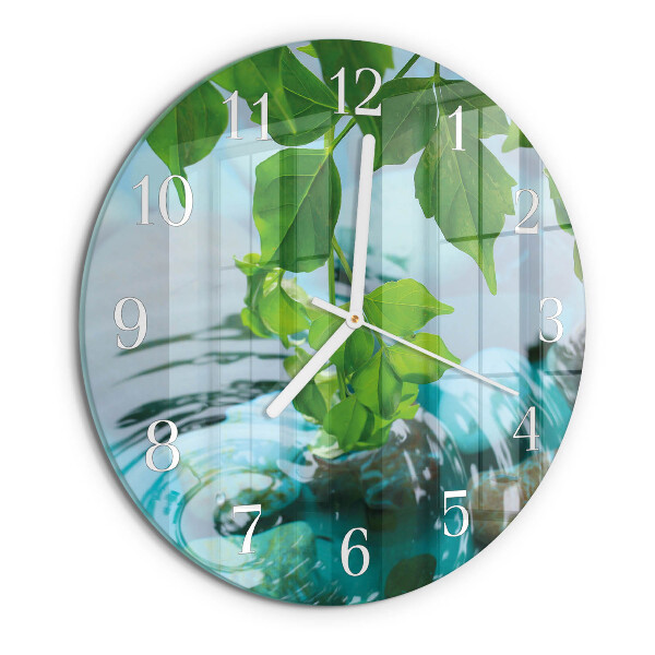 Round wall clock Leaves