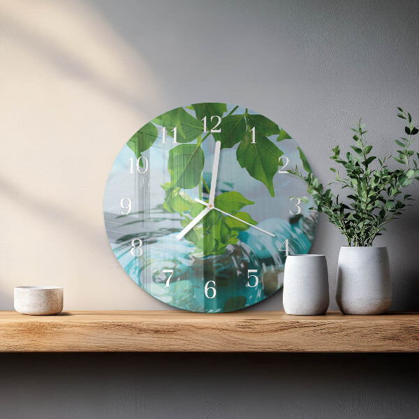 Round wall clock Leaves
