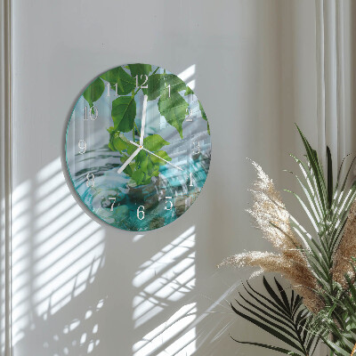Round wall clock Leaves