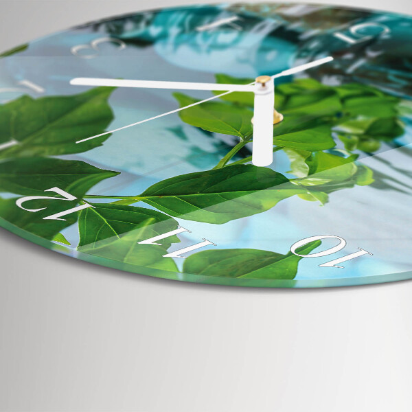 Round wall clock Leaves
