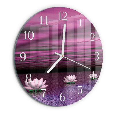 Round wall clock Water Lilies