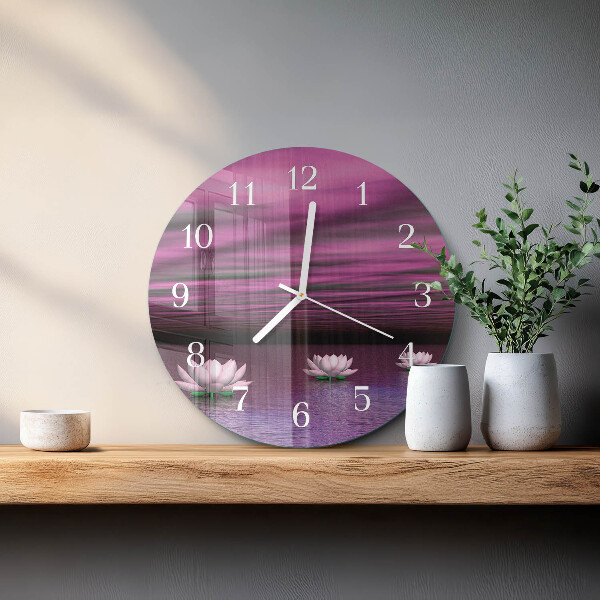 Round wall clock Water Lilies