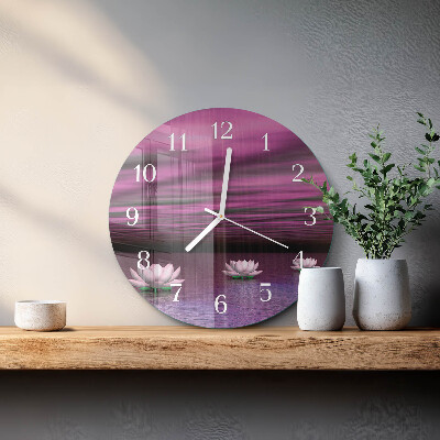 Round wall clock Water Lilies
