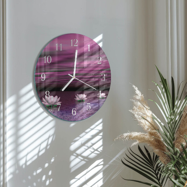 Round wall clock Water Lilies