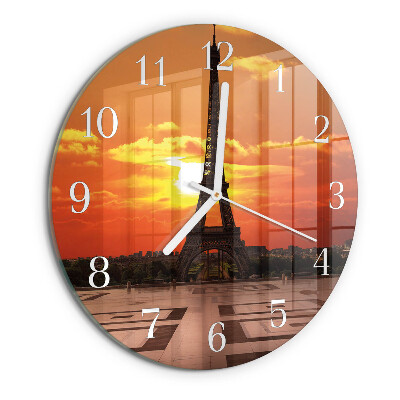 Round wall clock Eiffel Tower