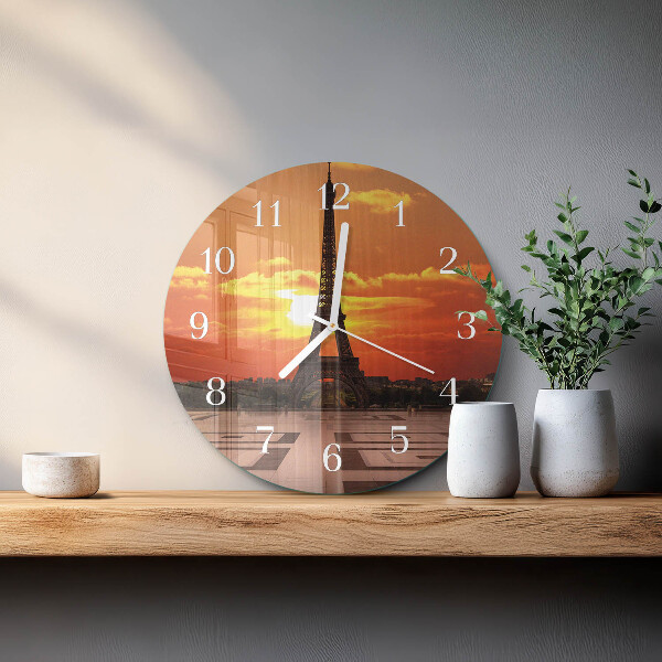 Round wall clock Eiffel Tower