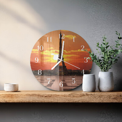 Round wall clock Eiffel Tower