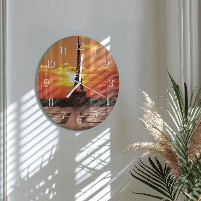 Round wall clock Eiffel Tower