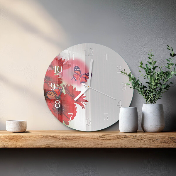 Round wall clock Gerbera