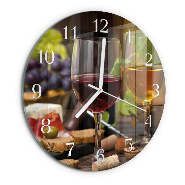 Round wall clock Glasses of Wine