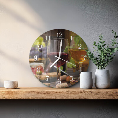 Round wall clock Glasses of Wine