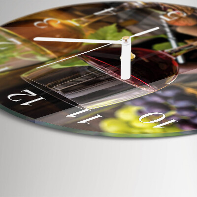 Round wall clock Glasses of Wine