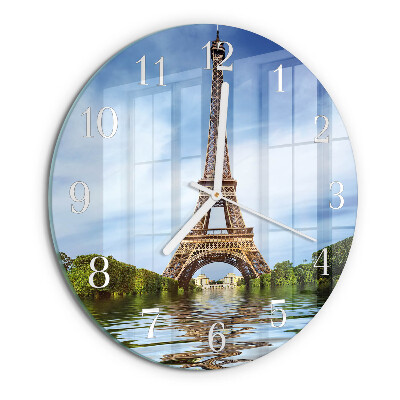 Round wall clock Eiffel Tower