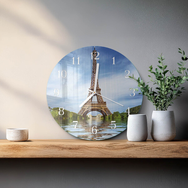 Round wall clock Eiffel Tower