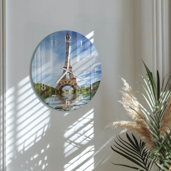 Round wall clock Eiffel Tower