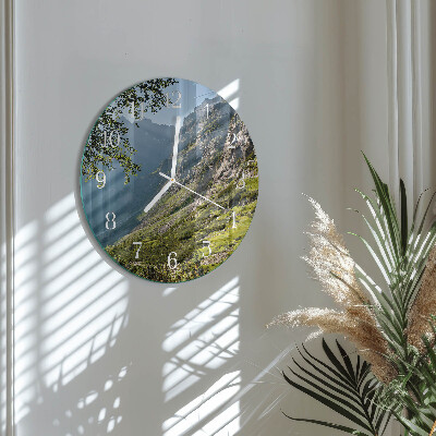 Round wall clock Mountains