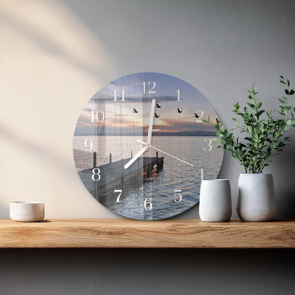 Round wall clock Birds by the Lake