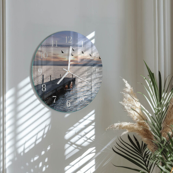 Round wall clock Birds by the Lake