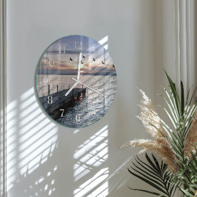 Round wall clock Birds by the Lake