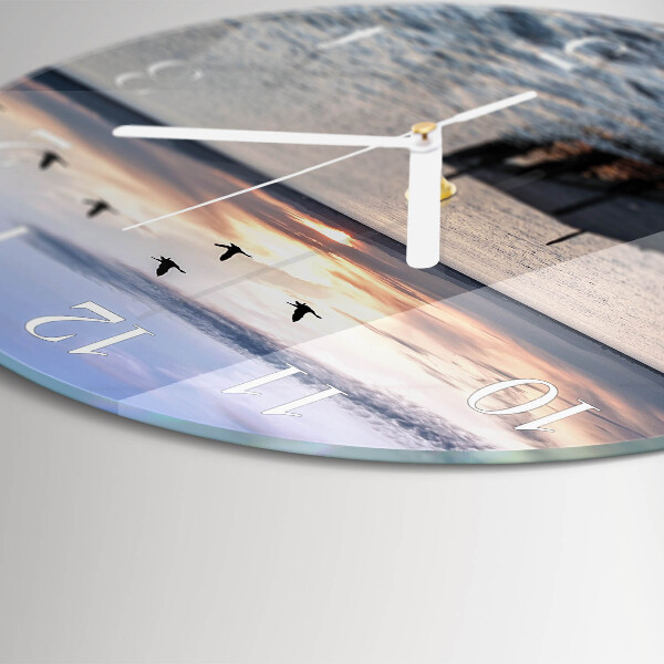 Round wall clock Birds by the Lake