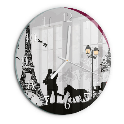 Round wall clock Love of Paris
