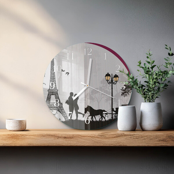 Round wall clock Love of Paris