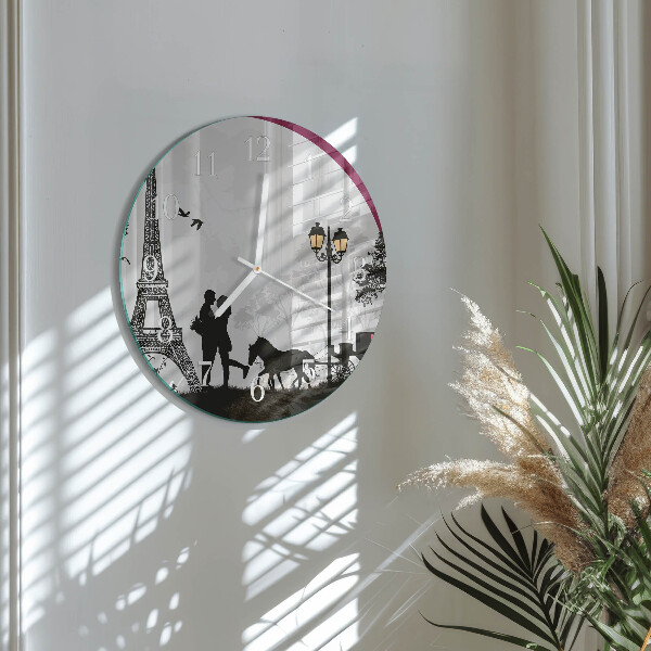Round wall clock Love of Paris
