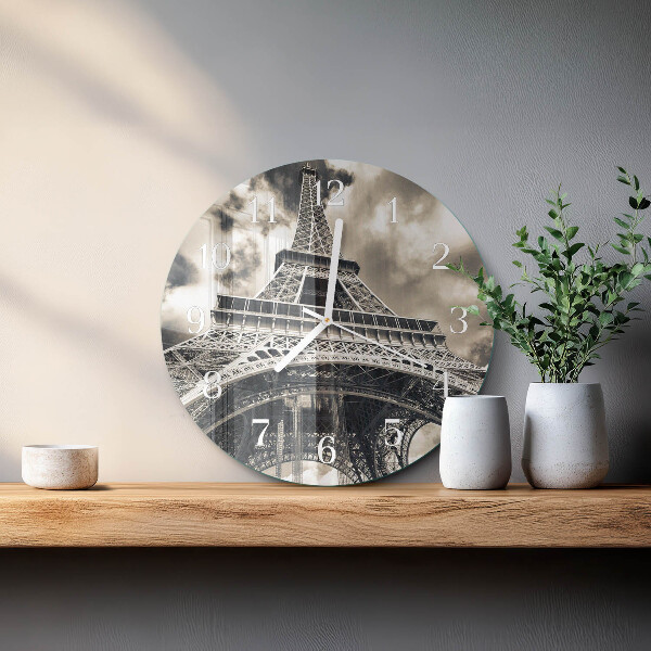 Round wall clock Eiffel Tower