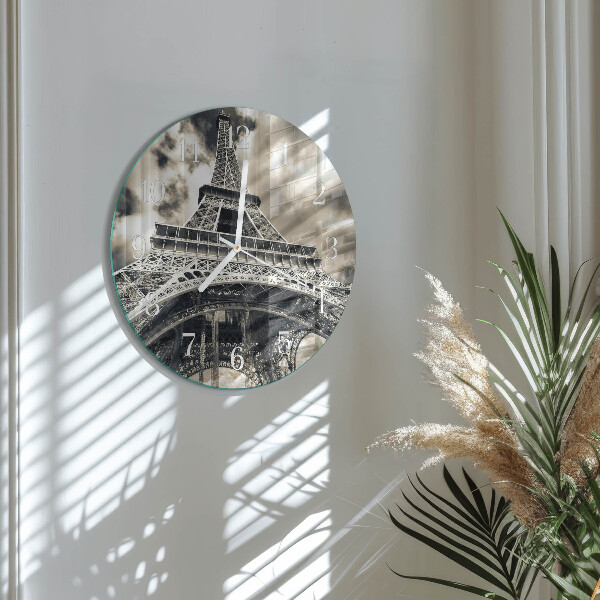 Round wall clock Eiffel Tower