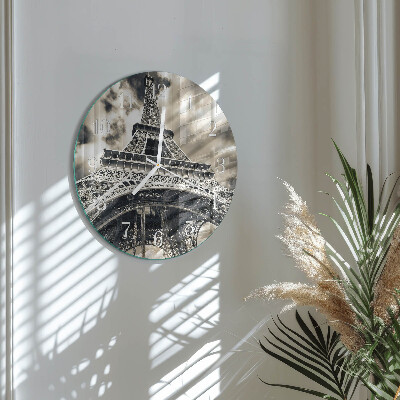Round wall clock Eiffel Tower
