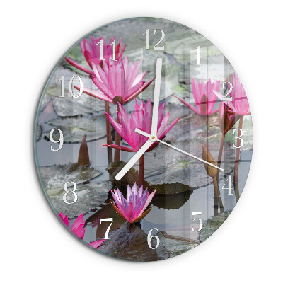 Round wall clock Water Lilies
