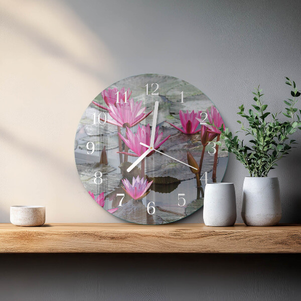 Round wall clock Water Lilies