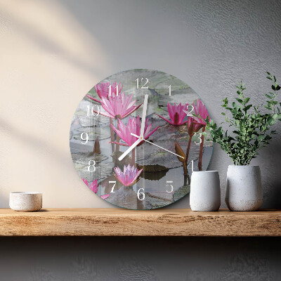Round wall clock Water Lilies